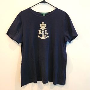 Ralph Lauren Embroidered Beaded Logo Crown Tshirt